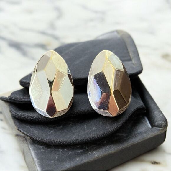 Vintage Avon 1980s Geometric Gold Plated Teardrop Earrings - Picture 1 of 2